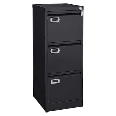 3-Drawer File Cabinet, 16.3" Deep Vertical Filing Cabinet with Lock, Anti-Tip 3 Storage Drawers for Letter/Legal/A4/F4 Size