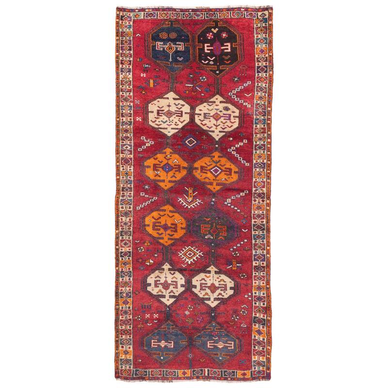 ECARPETGALLERY Hand-knotted Melis Vintage Red Wool Rug - 4'4 x 10'6