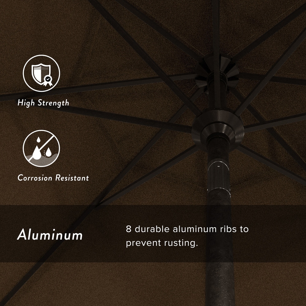 California Umbrella 9' Rd Golden State Series Patio Umbrella Bronze Aluminum Frame Crank Lift Collar Tilt Sunbrella