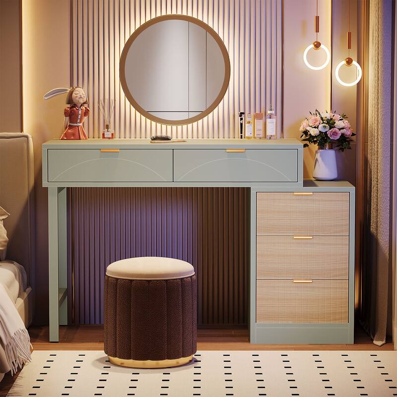 51-Inch Modern Makeup Vanity Desk with Reversible Drawer Cabinet