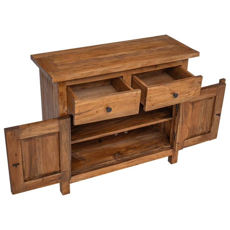 Accent Sideboard Cabinet Console, 2 Drawers, Brown Reclaimed Wood