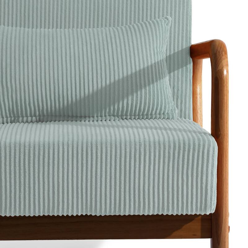 Modern Corduroy Upholstered Accent Chair with Wood Legs Set of 2