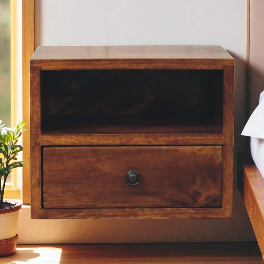 Solis 1-Drawer Chestnut Wall-Mounted Nightstand