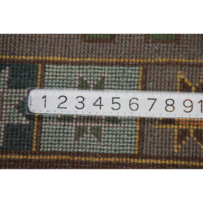 Hand Knotted Oriental 100% Wool Carpet Traditional Tribal Brown Heriz (serapi) Runner Rug - 9' 11'' X 4' 0''