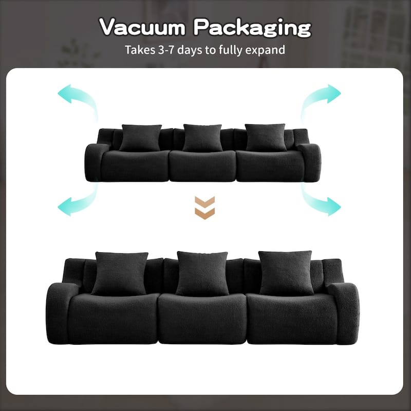 High-Quality Teddy Fabric Boneless Sofa Couches, No Assembly Required