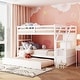 preview thumbnail 3 of 49, Roomfitters Twin-Over-Twin Bunk Bed with Twin Trundle, Sturdy Wooden Frame, 3 Storage Stairs, Safety Guardrails White