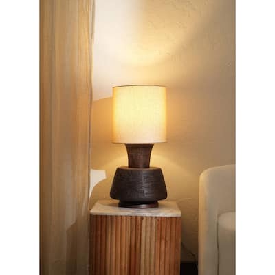 Handcrafted Artisanal Decorative Table Lamp with Wooden BaseFor Living Room-Bedroom-Home Decor-Tabletop-13X13X26.5"