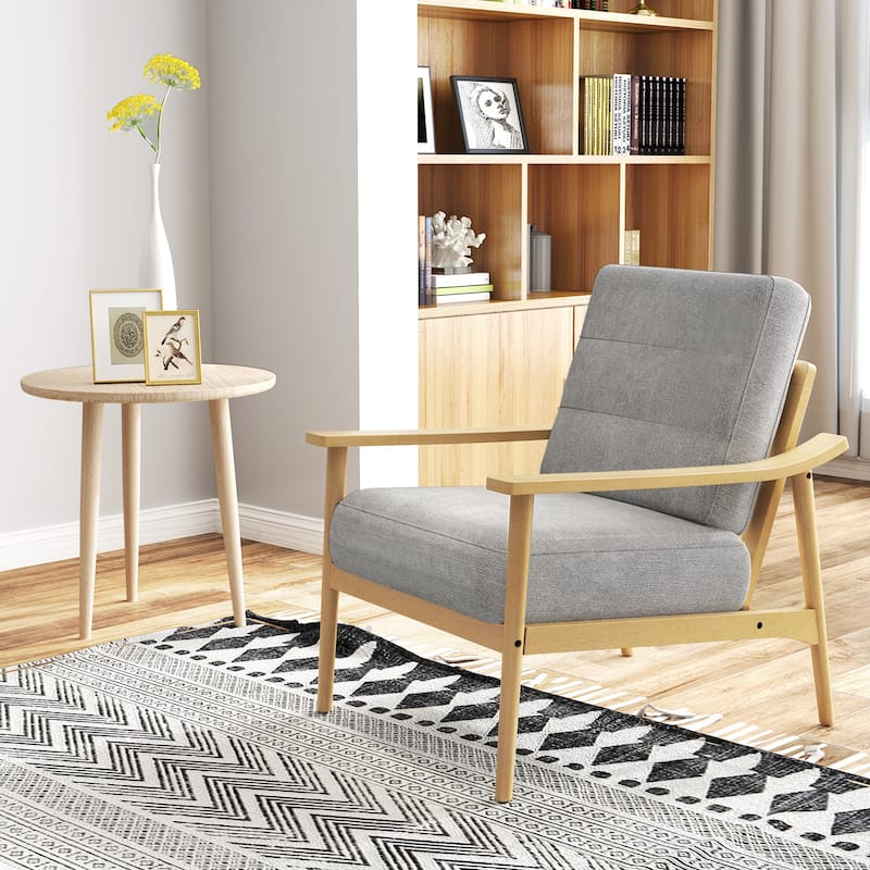 Gymax 2 PCS Modern Accent Chair Upholstered Leisure Armchair w/ Rubber