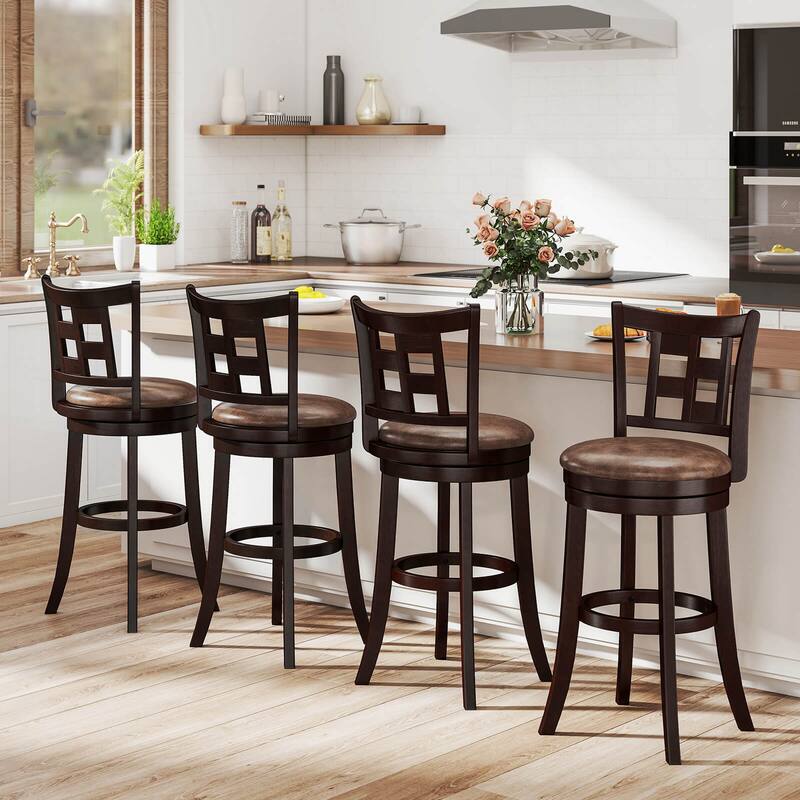 2/4PCS Bar Height Bar Stools 30" Swivel Bar Chairs w/ Footrest