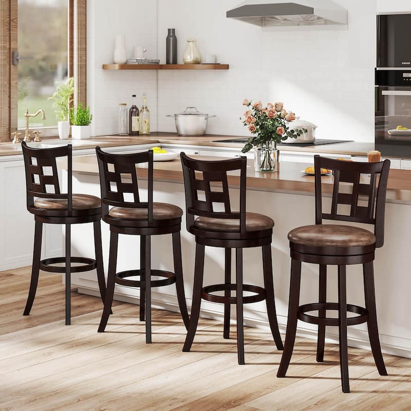 Costway Set of 2/4 Bar Stools 30" Swivel Bar Chairs with Footrest, - See Details