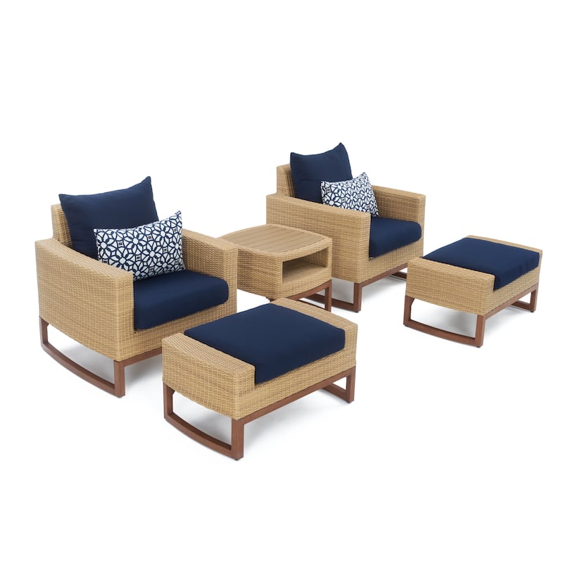 Mili 5 Piece Sunbrella Outdoor Patio Club Chair & Ottoman Set