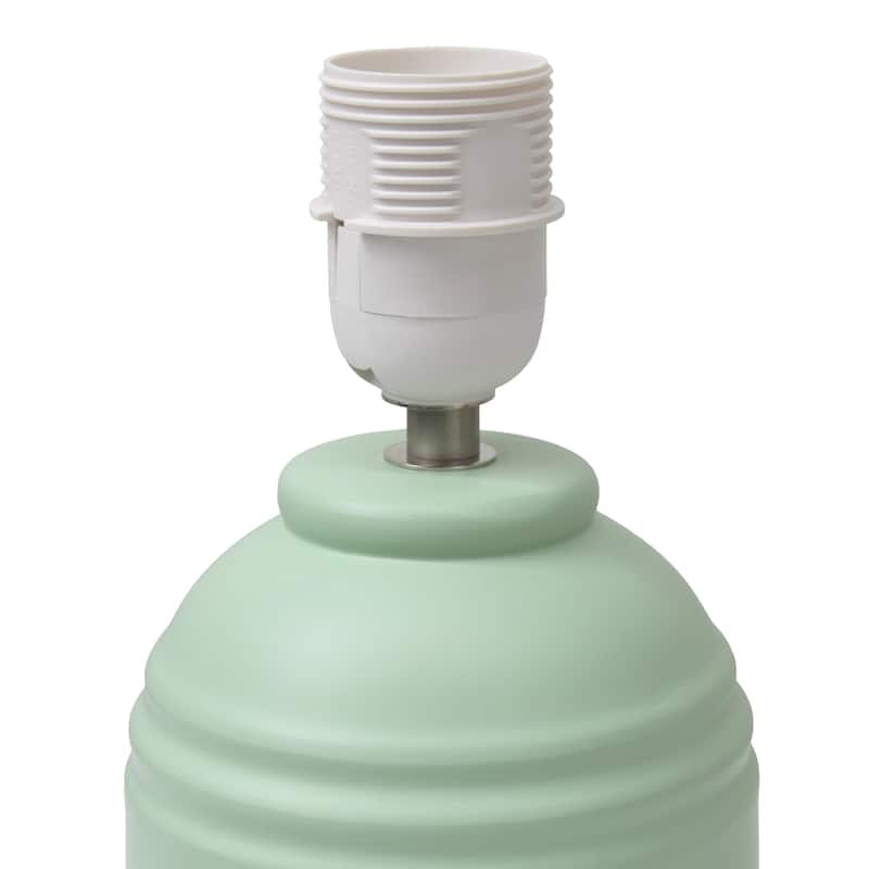 Ceramic Mini Jar Table Lamp with Fabric Drum Shade for Bedroom, Living Room - 6 x 6 x 13 in. (L x W x H)