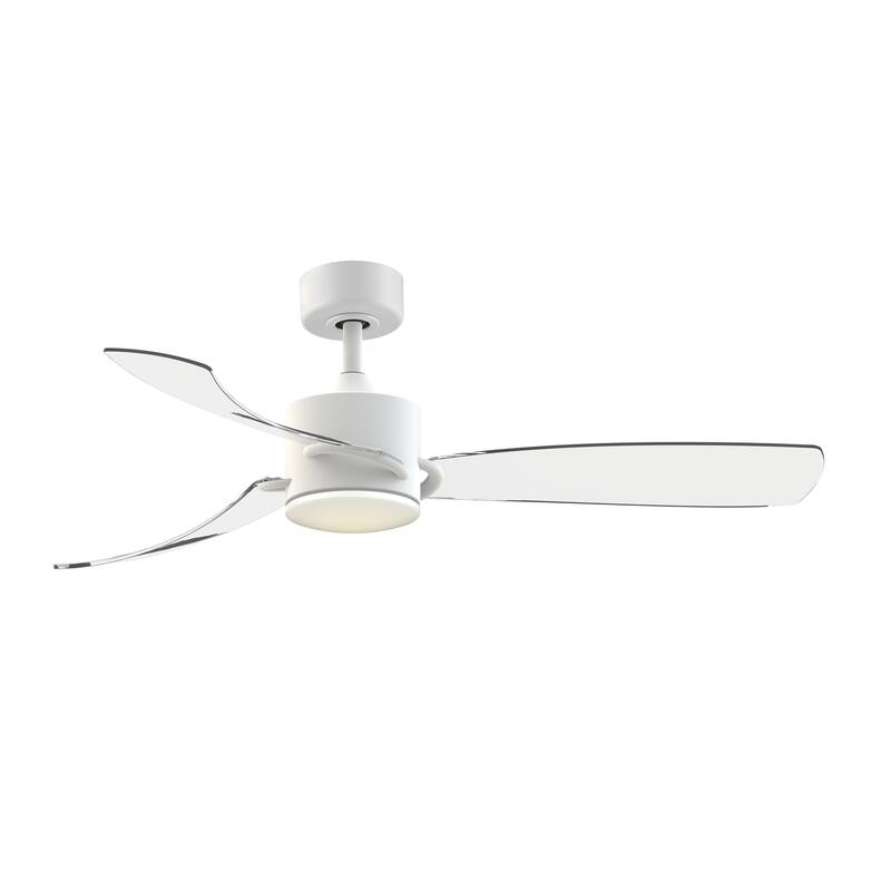 SculptAire 52 inch Indoor/Outdoor Ceiling Fan with LED Light Kit Matte White with Clear blades
