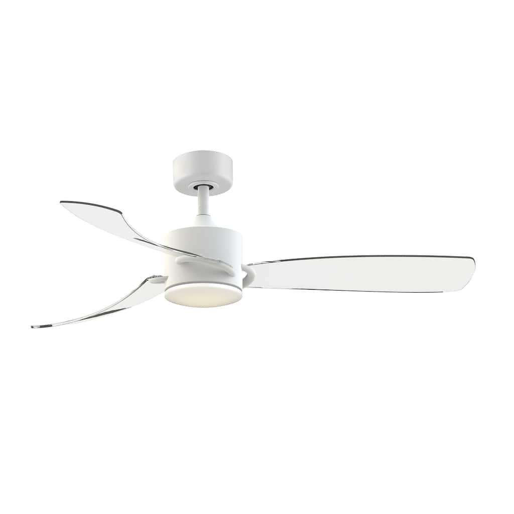 SculptAire 52 inch Indoor/Outdoor Ceiling Fan with LED Light Kit Matte White with Clear blades