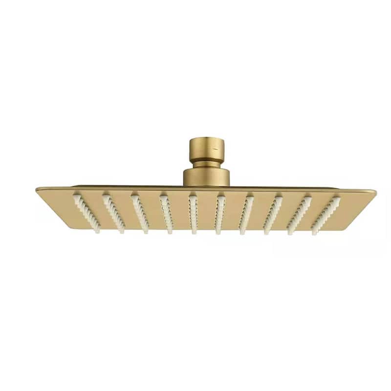 10 Or 12 Inch Rain Shower Head Square Rainfall High Pressure Adjustable Ultra Thin Bathroom Showerhead Stainless Steel - 12" x 12" - Brushed Gold