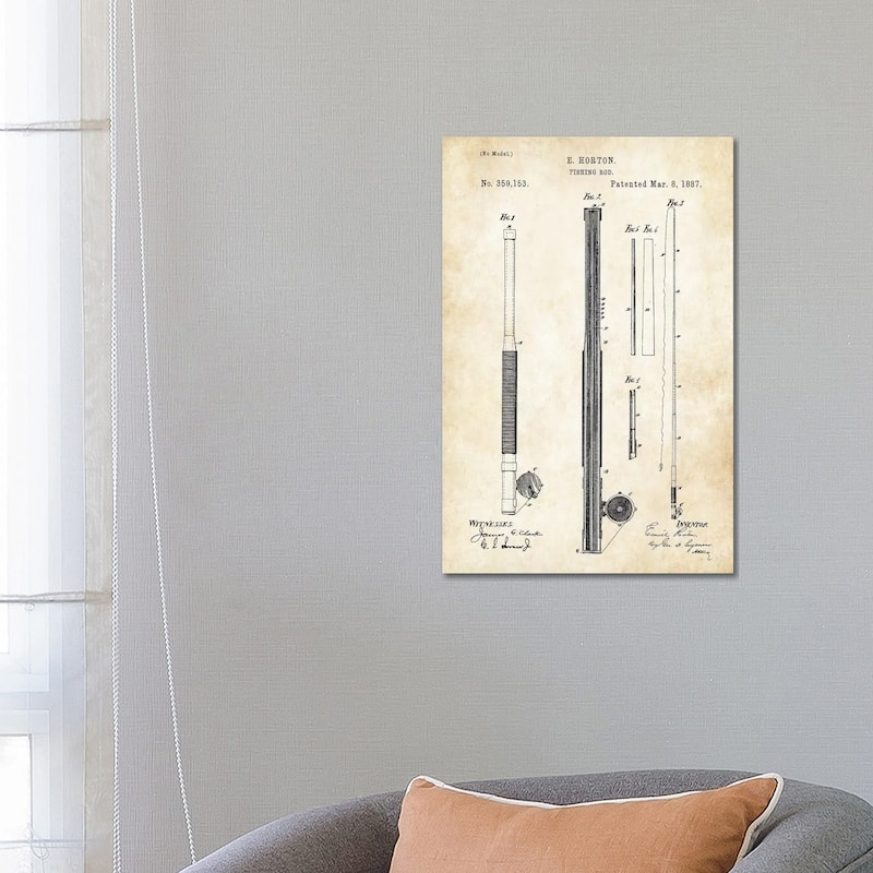 iCanvas "Antique Fishing Rod" by Patent77 Canvas Print - 26x18x1.5