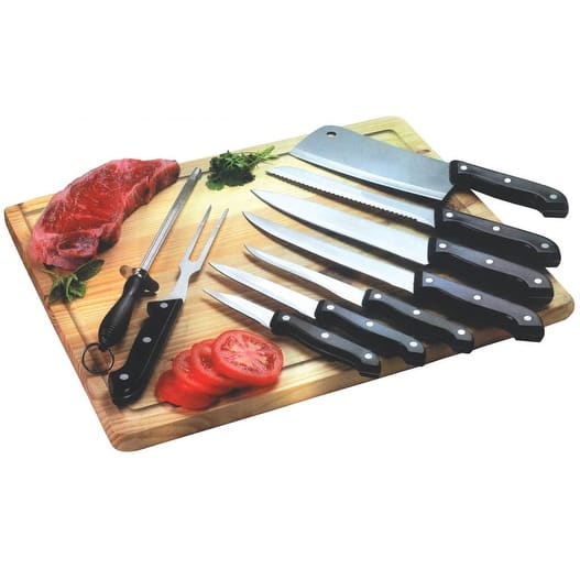 Home Basics Stainless 10-piece Knife Set with Cutting Board - Black - Bed  Bath & Beyond - 10303939
