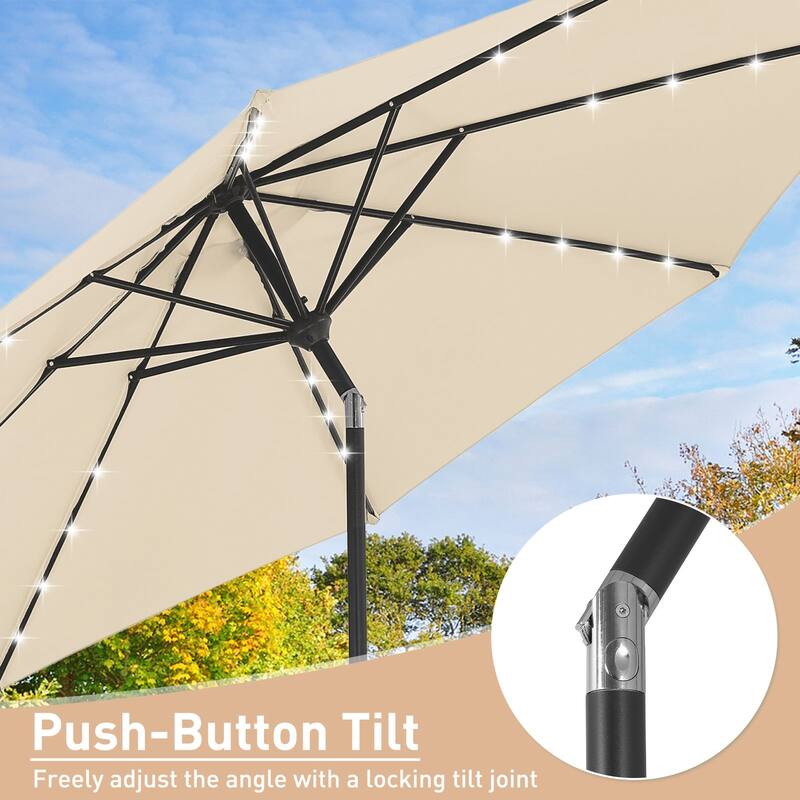 Autlaycil 10FT Solar Power LED Lights Patio Umbrella