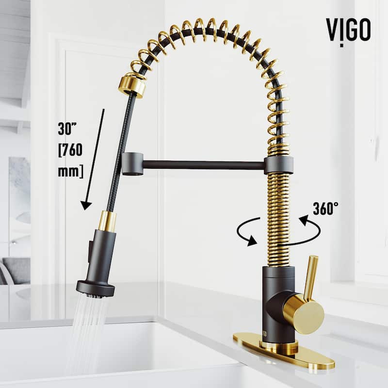 VIGO Edison 19" H Single Handle Pull-Down Sprayer Kitchen Faucet
