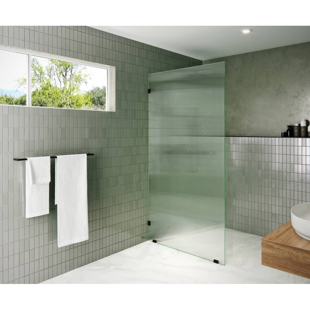 Glass Warehouse 40" x 78" Frameless Shower Door - Single Fixed Panel Fluted Frosted