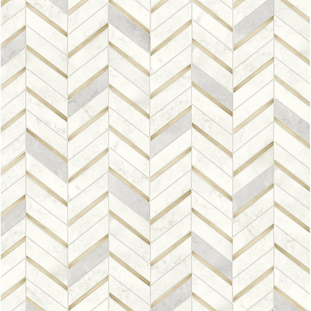 Seabrook Designs Chevron Faux Tile Prepasted Wallpaper - 20.5 in. W x 33 ft. L