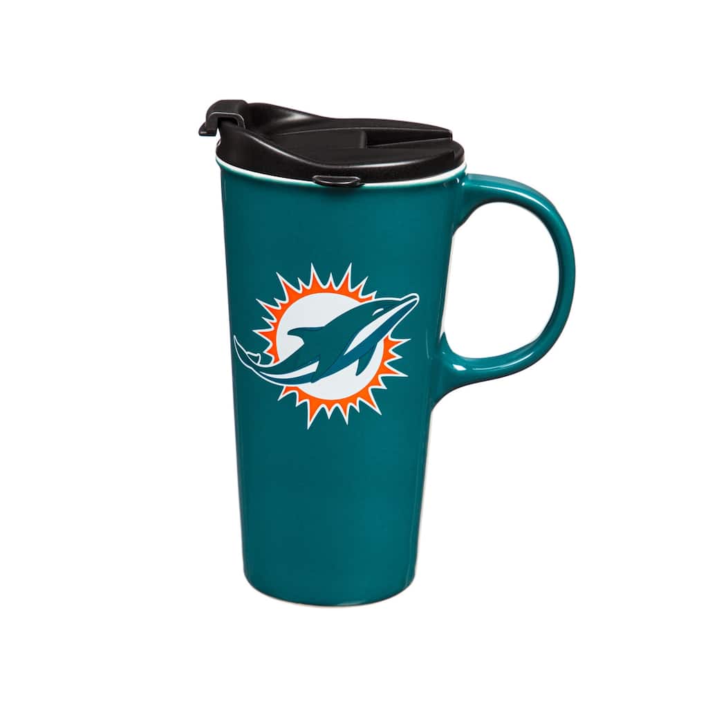 Miami Dolphins, 17 oz Ceramic Travel Latte Cup w/ Gift Box