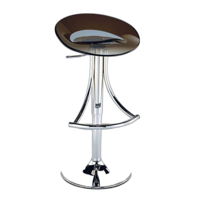 Dark Gray And Silver Acrylic And Metal Low Back Adjustable Height Bar Chair
