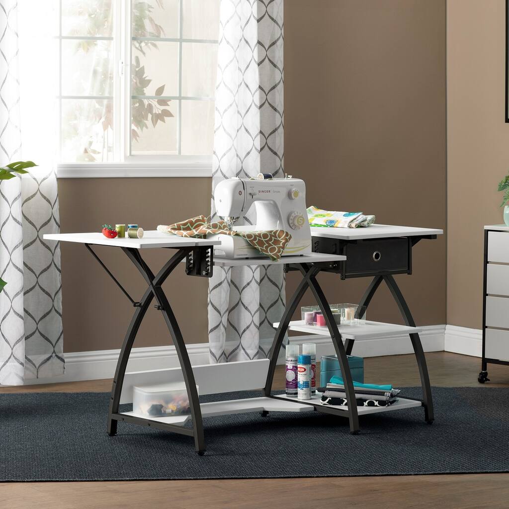 Sew Ready Comet White and Black Wood Top Sewing Table