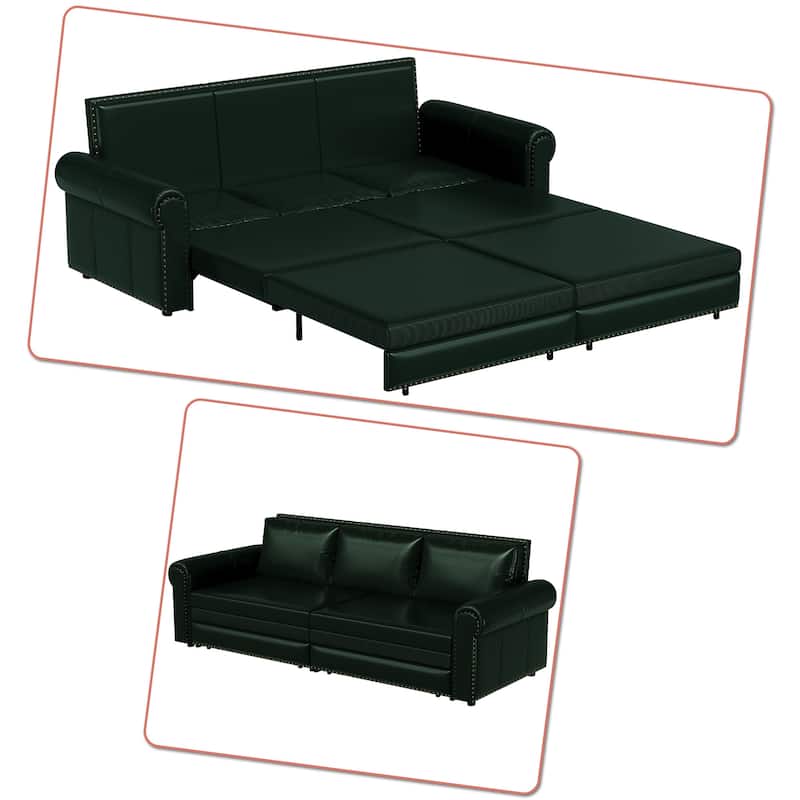 Classic Elegant Convertible Upholstered Sofa Sleeper Sofa with Pull Out Bed