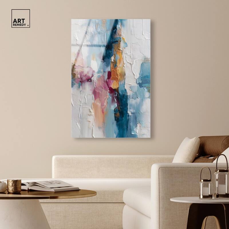 Petal Pink and Ocean Blue II Acrylic by Art Remedy, Ready to Hang