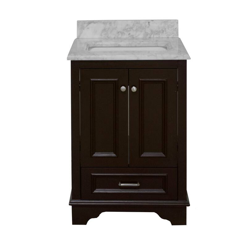KitchenBathCollection Nantucket 24" Bathroom Vanity with Carrara Marble Top