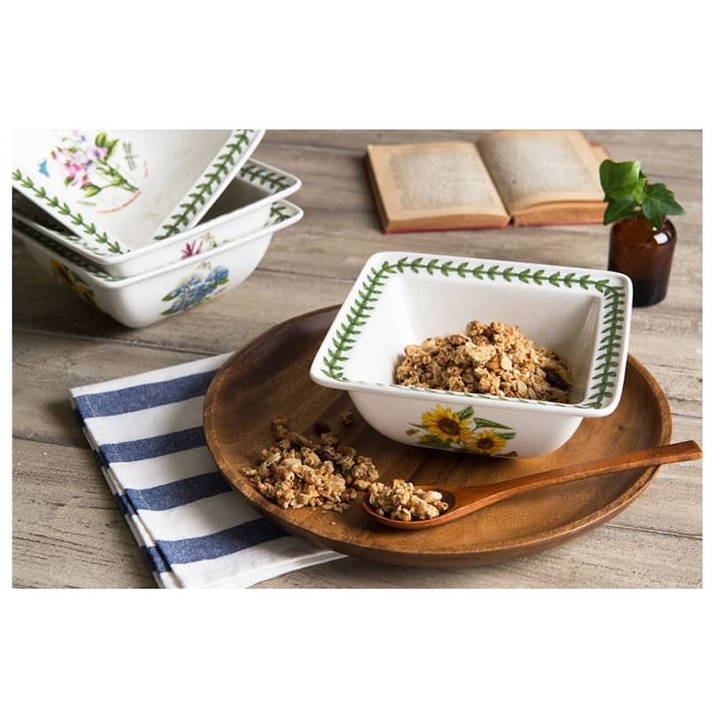 Portmeirion Botanic Garden Square Salad Bowl Assorted Motifs - 8.5"