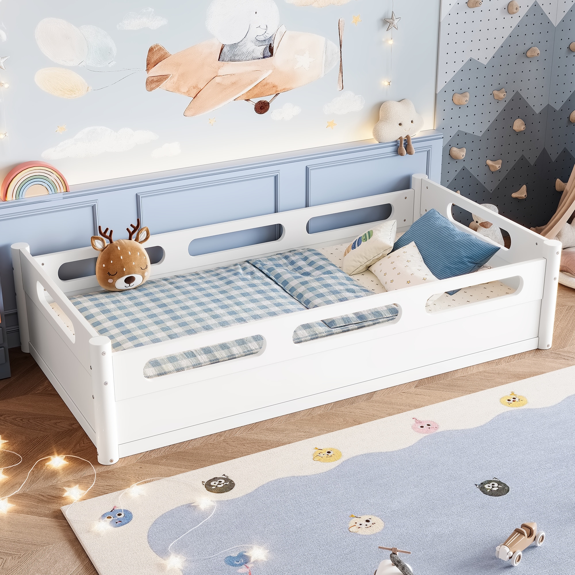 Floor Bed with Full-length Guardrails