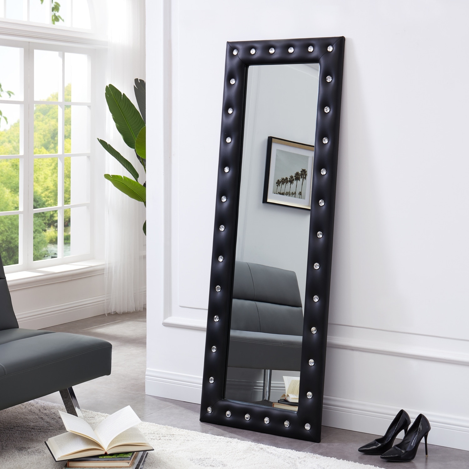 Crystal Tufted Full Length Mirror for Home, 63