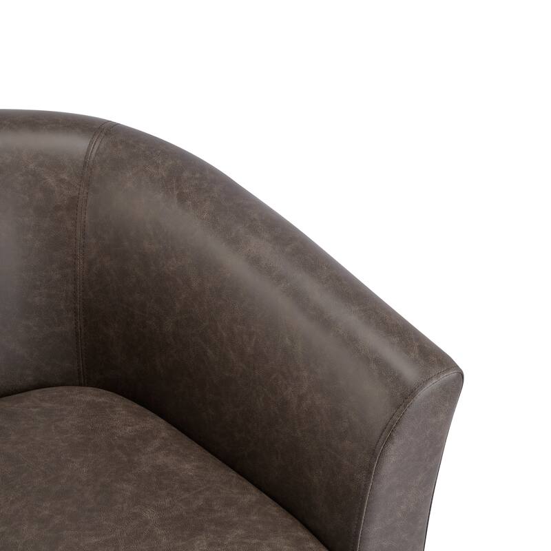 Roomfitters Wilmore Faux Leather Swivel Barrel Accent Chair, Modern 360-Degree Lounge Seating