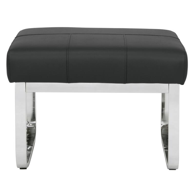 Studio Designs Home Allure Rectangular Metal Blended Leather Modern Ottoman - Black