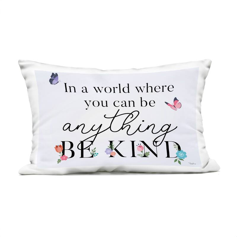 Stupell Floral & Butterflies Be Kind Printed Outdoor Throw Pillow Design by Gigi Louise - Accent - Polyester - Purple - Single