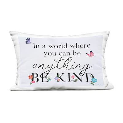 Stupell Floral & Butterflies Be Kind Printed Outdoor Throw Pillow Design by Gigi Louise
