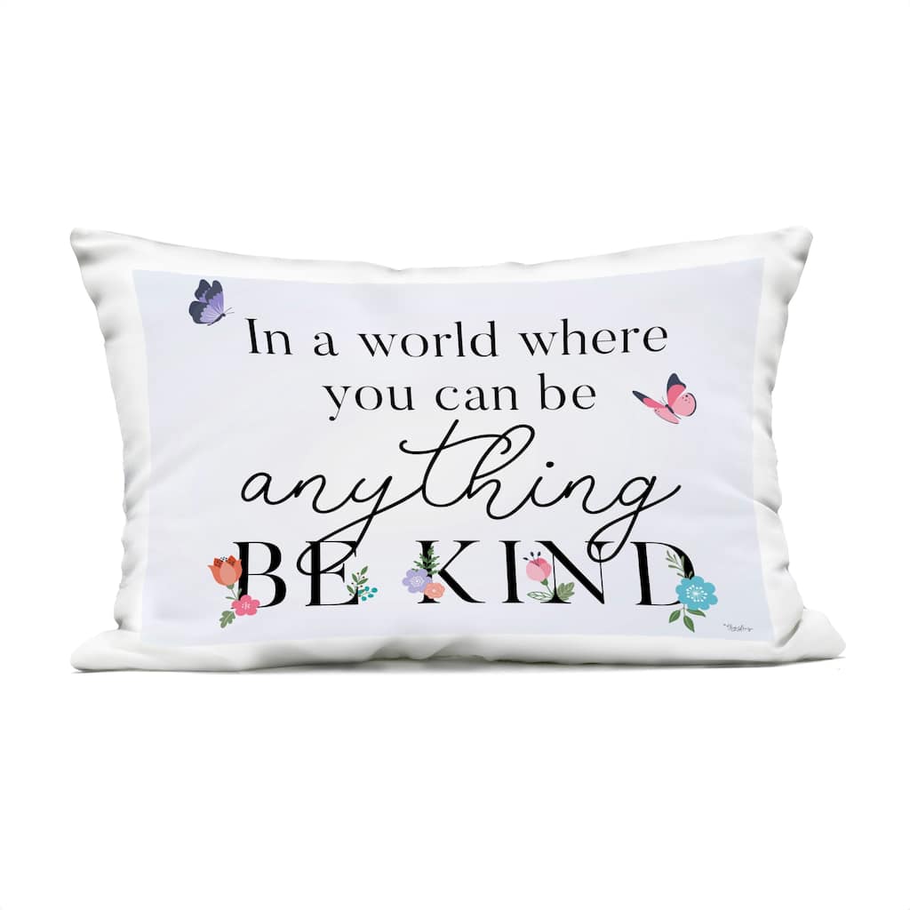 Stupell Floral & Butterflies Be Kind Printed Outdoor Throw Pillow Design by Gigi Louise
