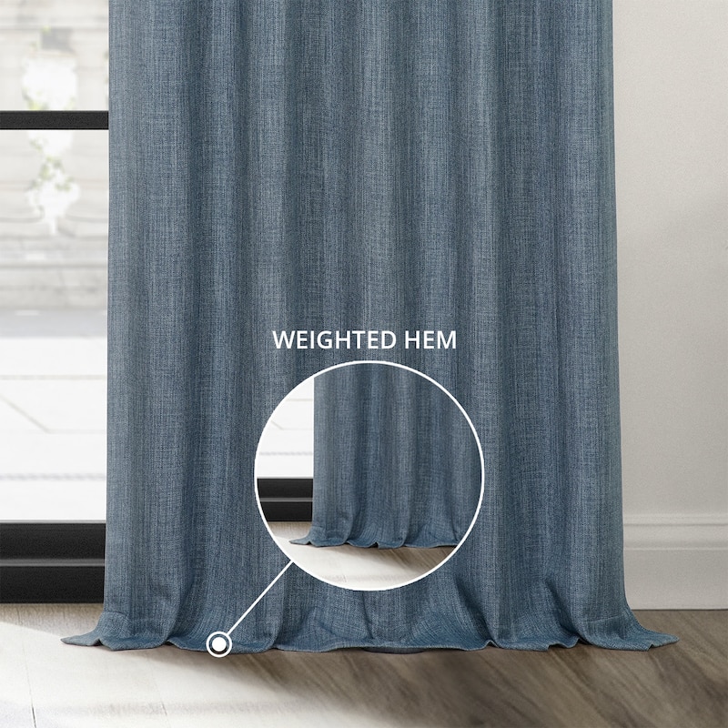 Exclusive Fabrics Textured Faux Linen Room Darkening Curtains for Bedroom & Living Room Curtains (1 Panel)