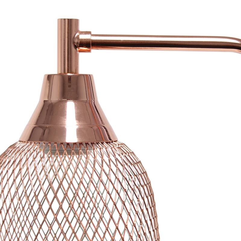 Industrial Style Desk Lamp with Wire Shade - 19" - Rose Gold