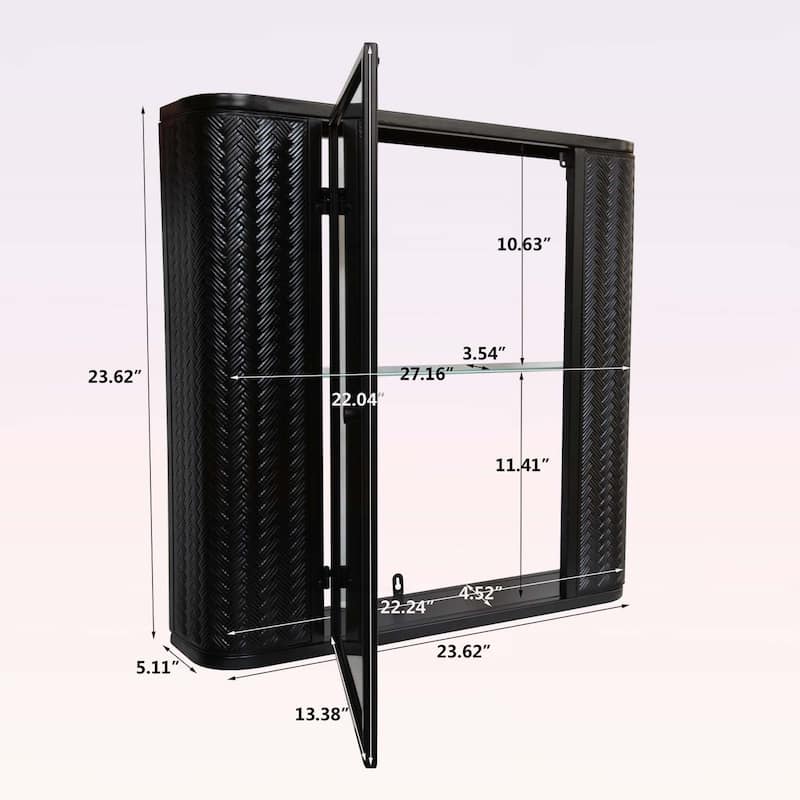 Wall-Mounted Bathroom Cabinet with Mirror,Metal Framed Mirrored Door,2 Shelves for Storage,Over Toilet or Vanity Organizer