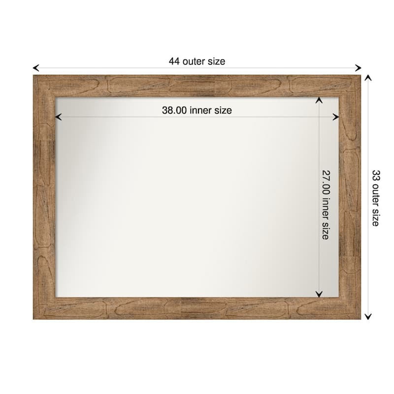 Non-Beveled Wood Bathroom Wall Mirror - Owl Brown Frame - 44 x 33 in - Owl Brown