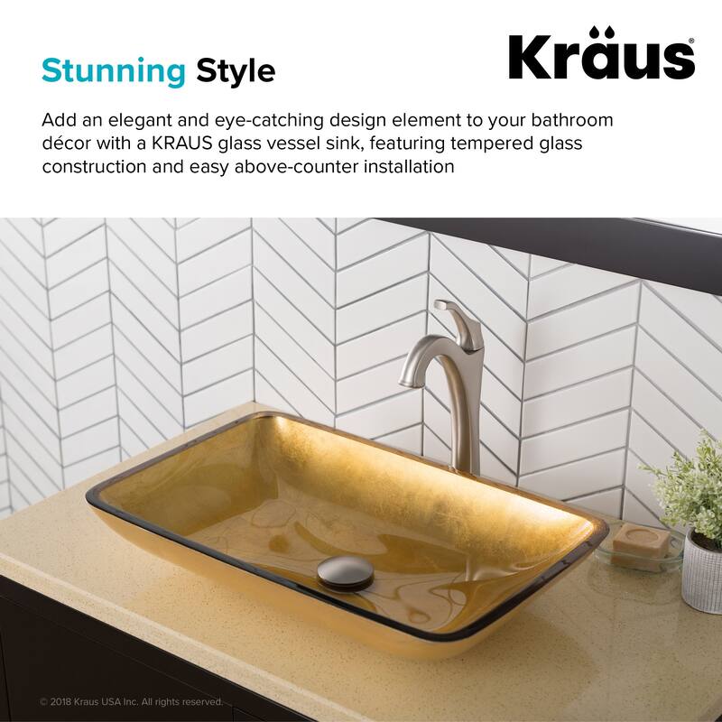 Kraus 21-7/8" Golden Pearl Glass Vessel Bathroom Sink Only - Golden Pearl