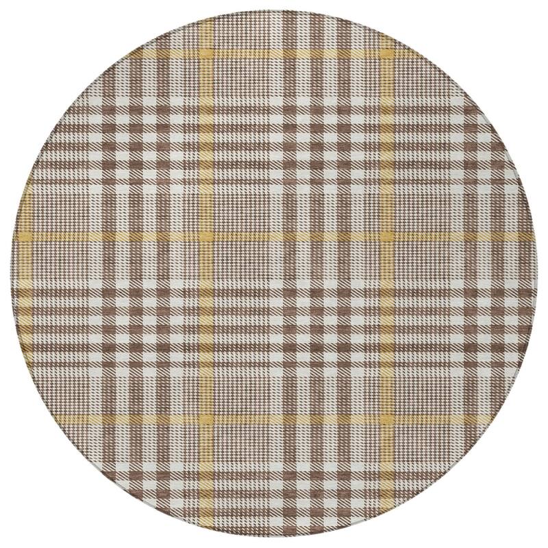 HomeRoots Plaid Transitional Rectangle Outdoor Rug