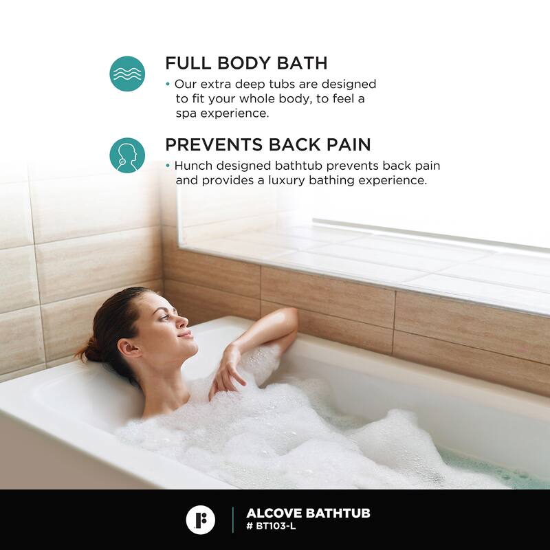 Fine Fixtures Tile-In White Fiberglass/Acrylic Soaking Bathtub with Built-in Tile Flange