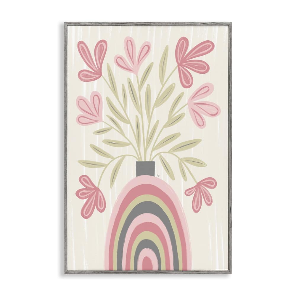 Stupell Pastel Arched Flower Vase Framed Giclee Art Design By Martina Pavlova