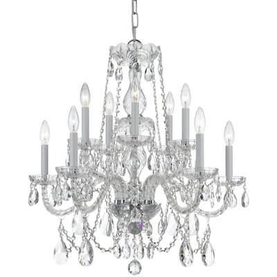Traditional Crystal 10 Light Clear Spectra Crystal Chrome Chandelier - 26'' W x 26'' H - 26'' W x 26'' H