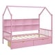 preview thumbnail 9 of 37, Modern Wooden House Bed Frame, Storage Shelves & Roof