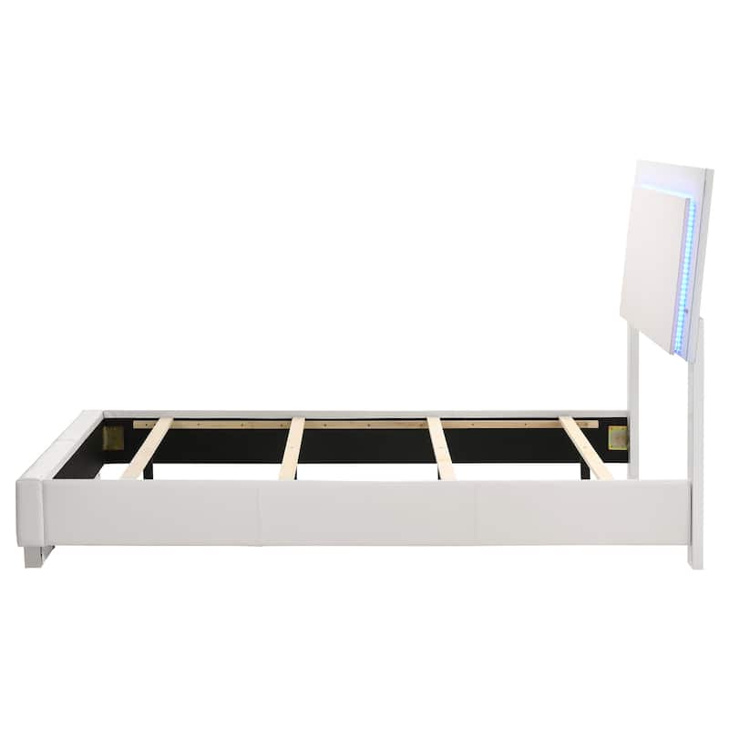 Felicity Wood LED Panel Bed White High Gloss